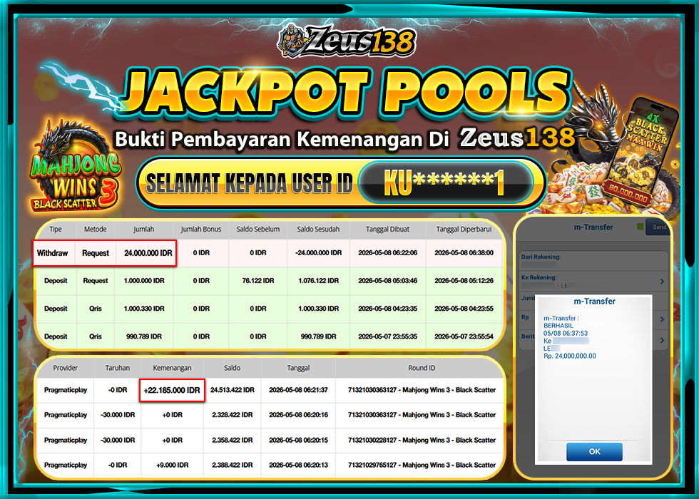 ZEUS138 MAHJONG WINS 3 - BLACK SCATTER Rp.24,000,000 LUNAS